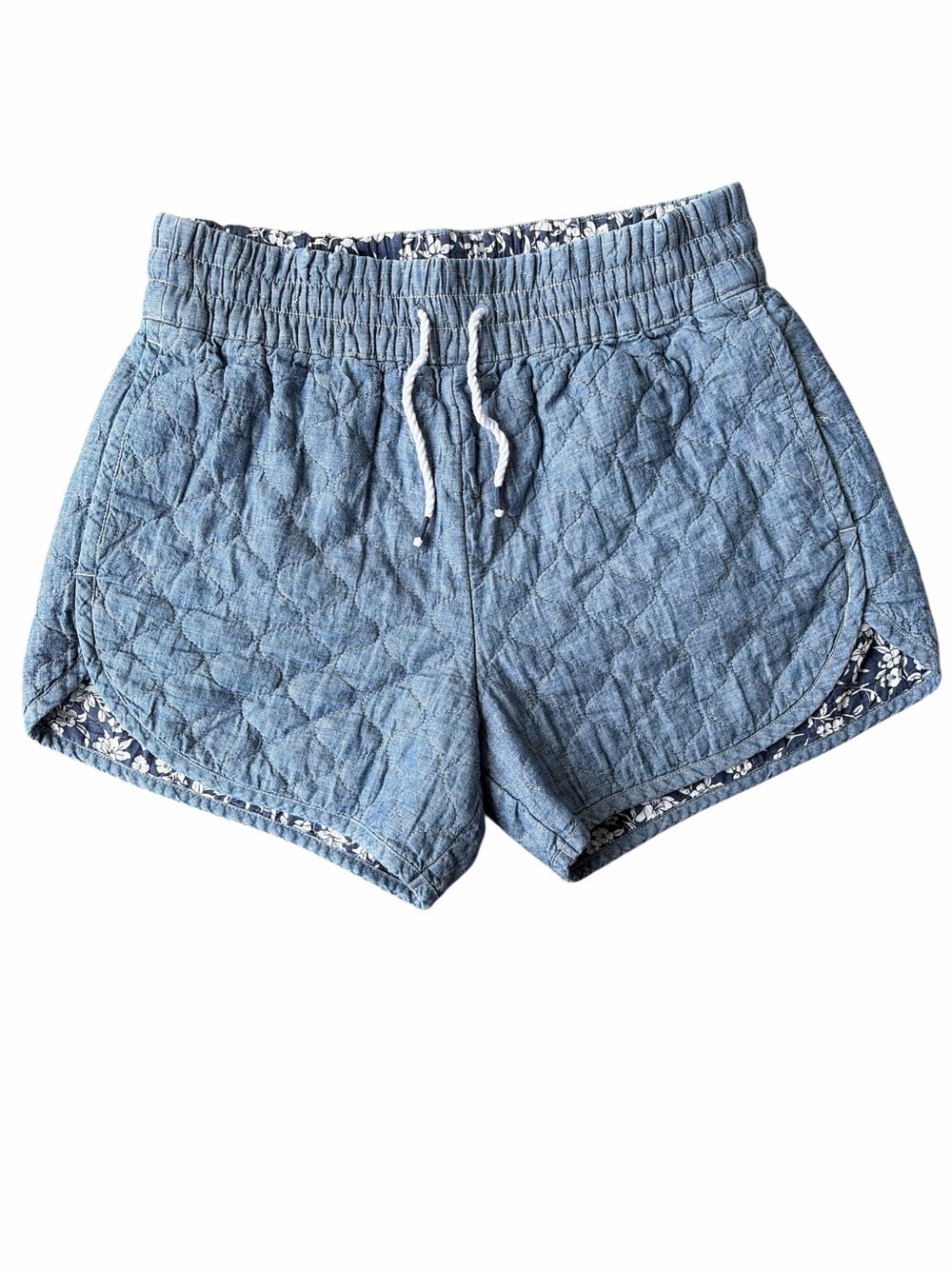 Polo Ralph Lauren Quilted Chambray Drawstring Shorts Small High Rise Cotton